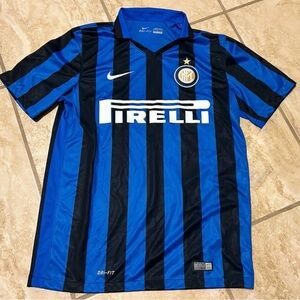 INTER MILAN HOME FOOTBALL SHIRT MENS Medium NIKE SOCCER JERSEY Blue Black Logo